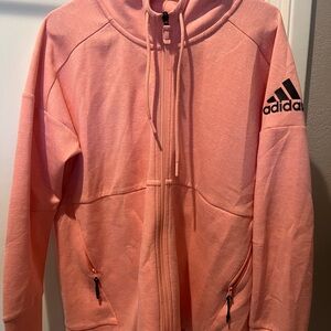 Adidas Coral Pink Full-Zip Hoodie